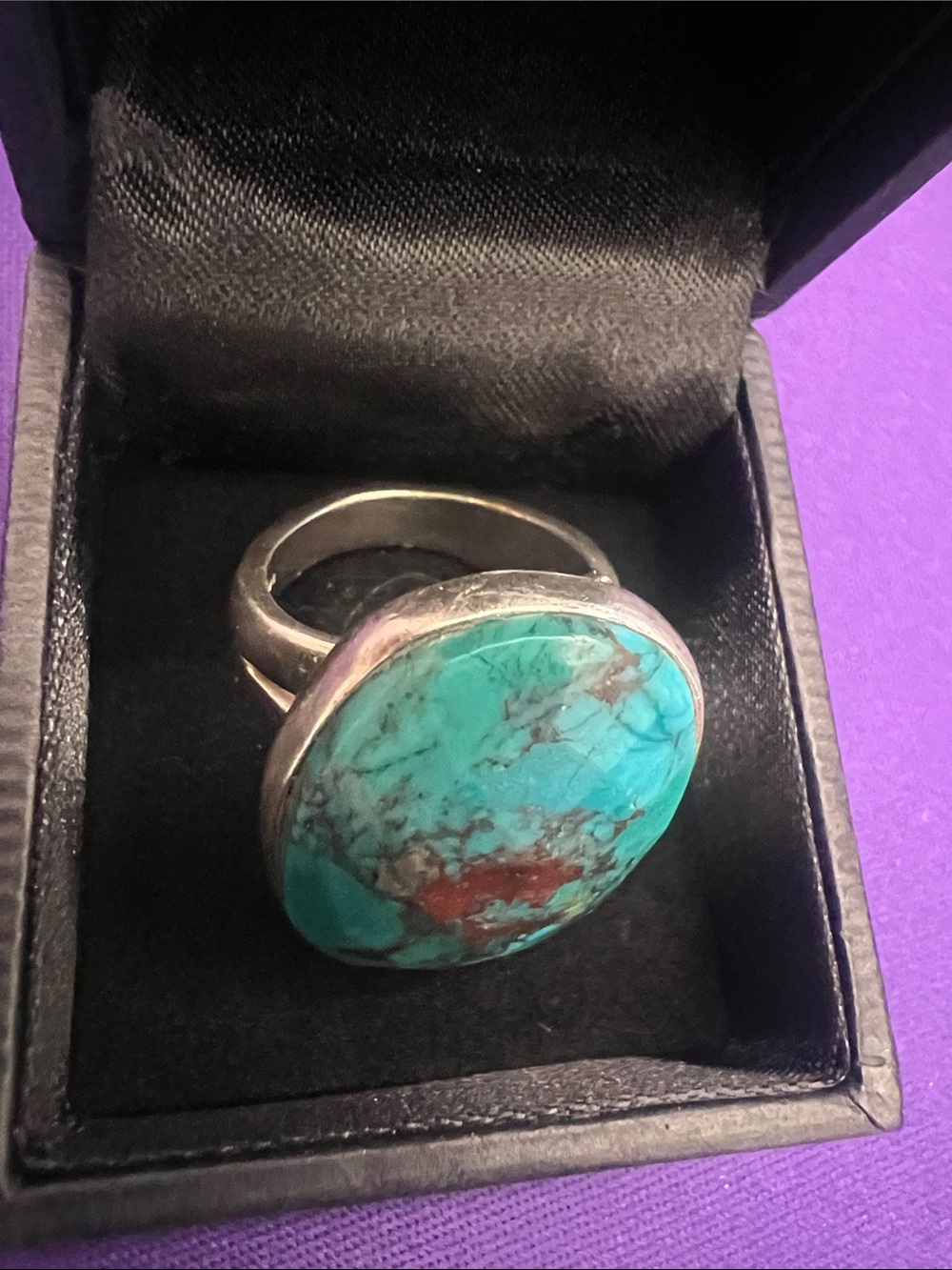 Turquoise Oval Statement Ring in Sterling Silver - Vibrant Teal Blue
